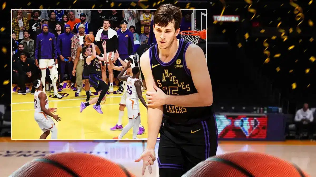 Lakers' Austin Reaves celebrating in win vs. Suns
