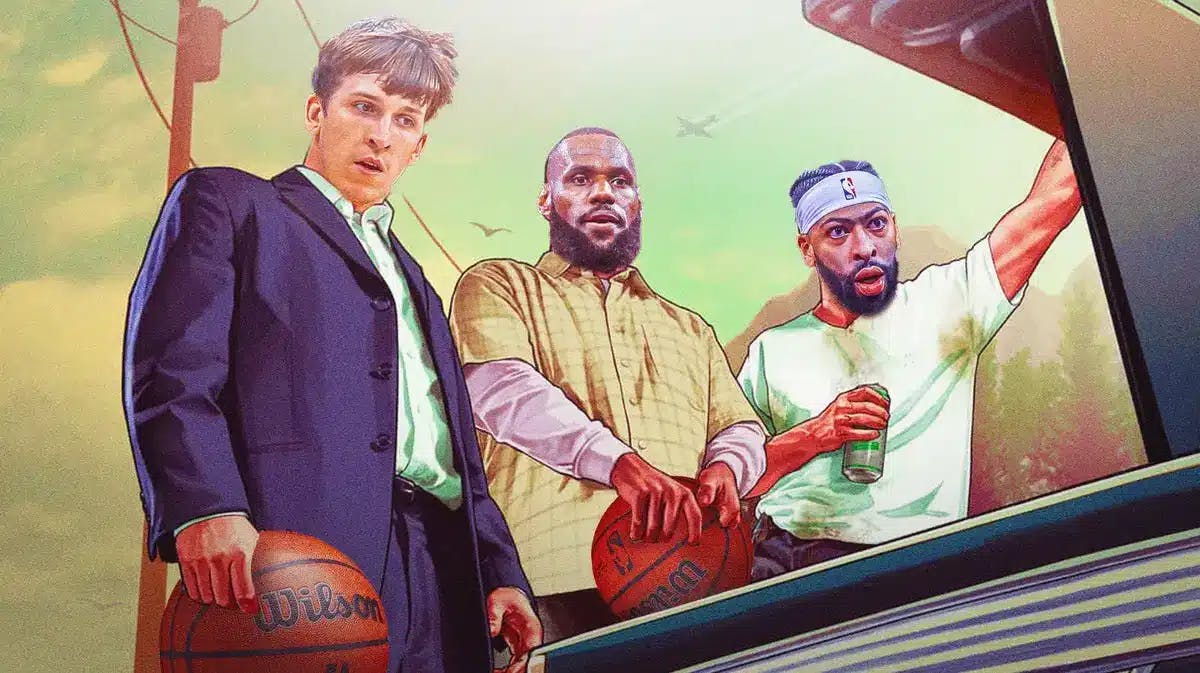 Lakers' Austin Reaves, Anthony Davis, and LeBron James as GTA 5 guys