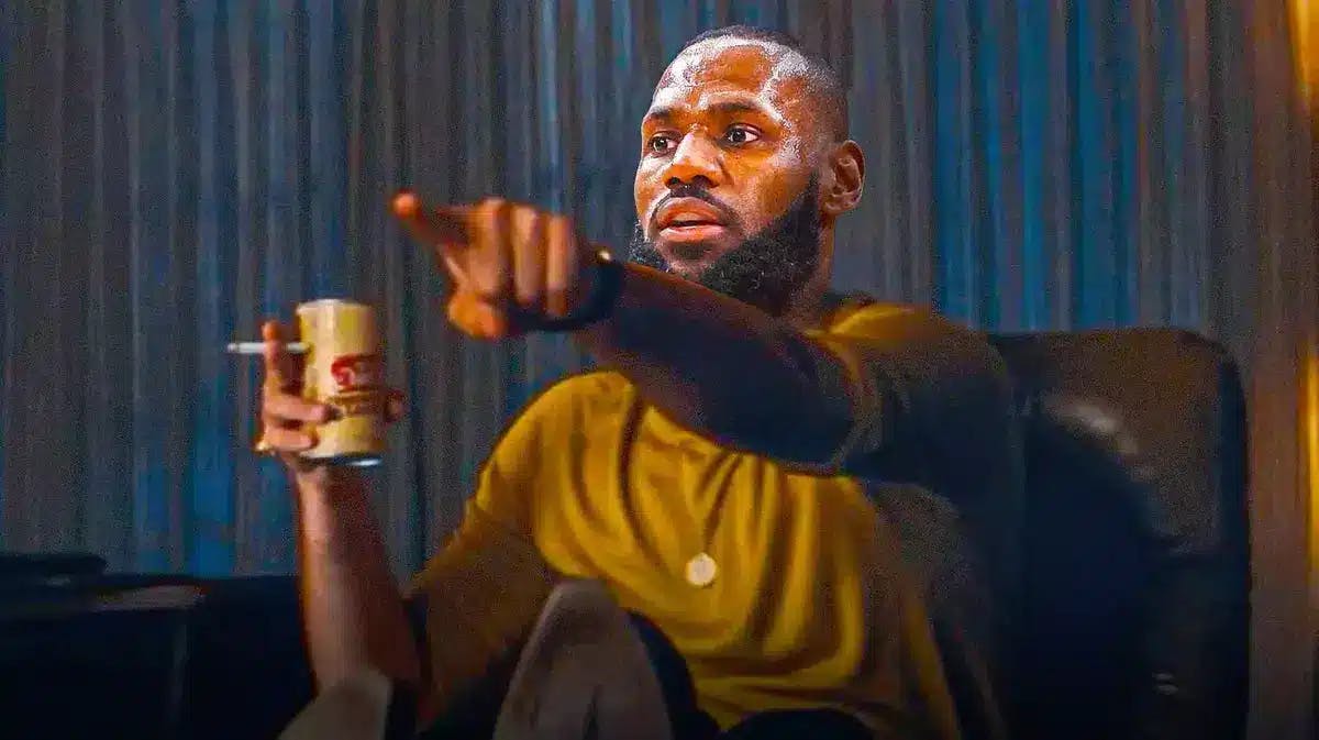 Lakers' LeBron James as the leo pointing meme