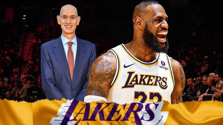 Lakers star LeBron James and Adam Silver