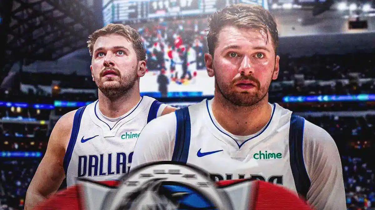 Luka Doncic with a concerning look on his face
