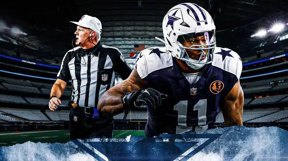 Cowboys star Micah Parsons with an NFL referee.