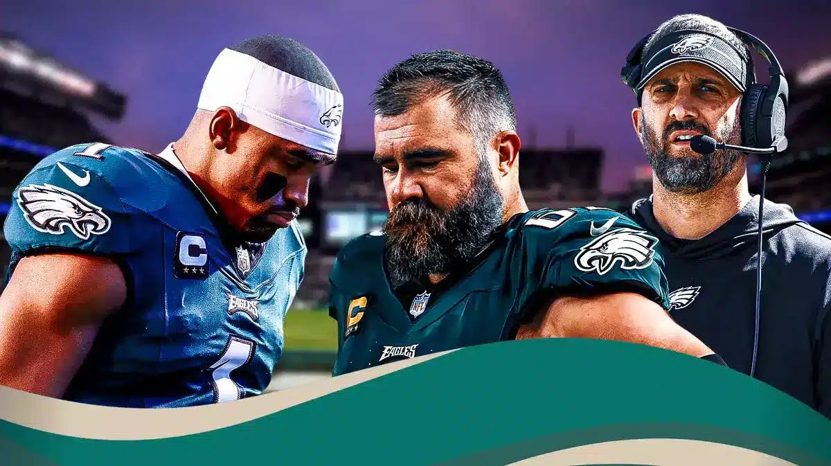 Eagles Jalen Hurts and Jason Kelce with Nick Sirianni after loss to Seahawks