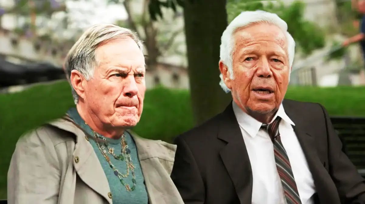Bill Belichick (Patriots) as the girl on left and Robert Kraft (Patriots owner) as the guy on right