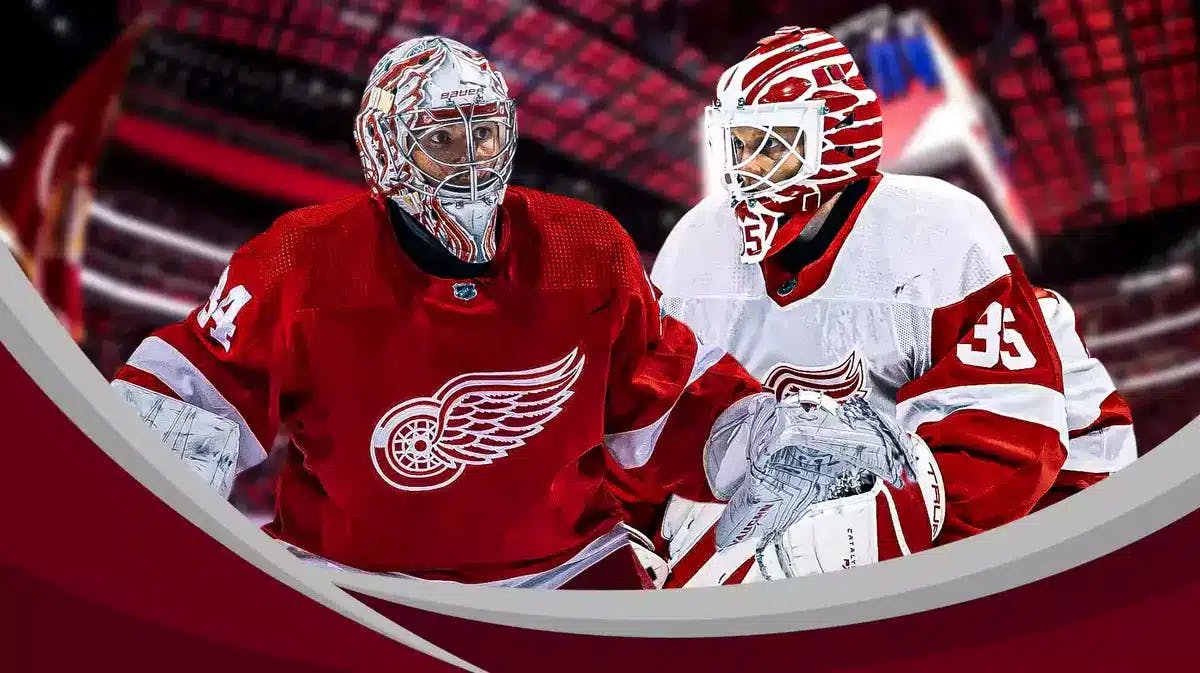 Detroit Red Wings trade candidates Alex Lyon and Ville Husso at Little Caesars Arena