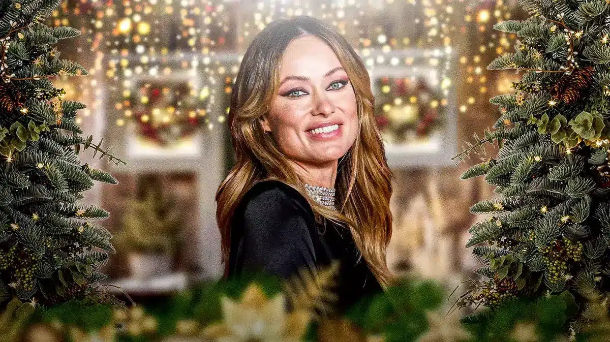 Olivia Wilde with Christmas background.