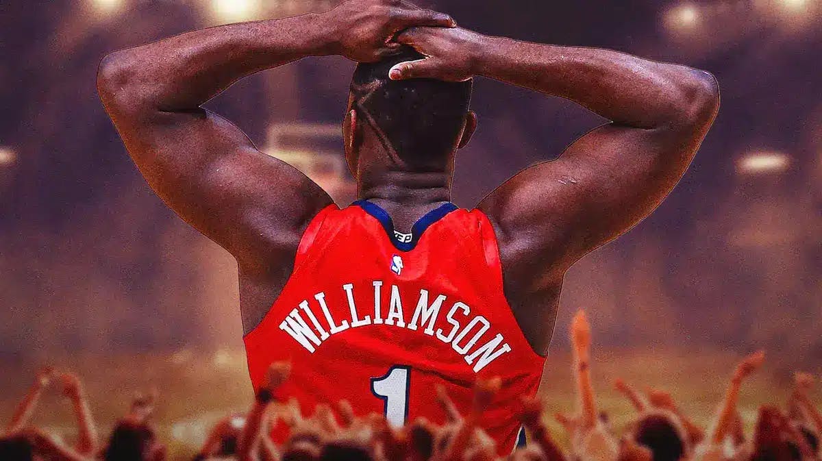 Pelicans star Zion Williamson with his back turned.