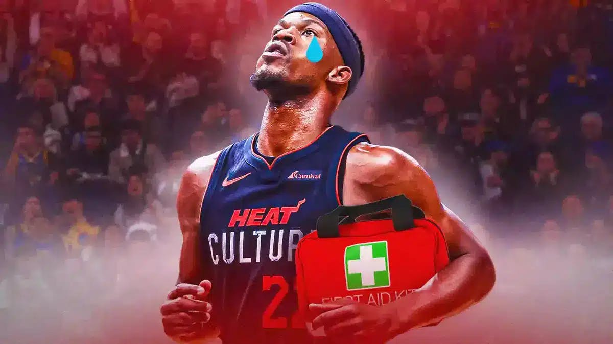 Jimmy Butler with animated tears and while holding first-aid kit