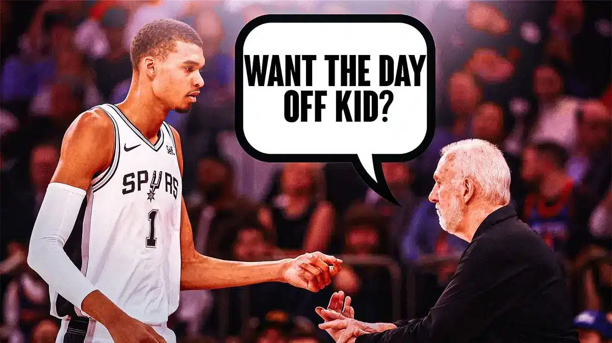 Gregg Popovich asking Victor Wembanyama if he wants the day off