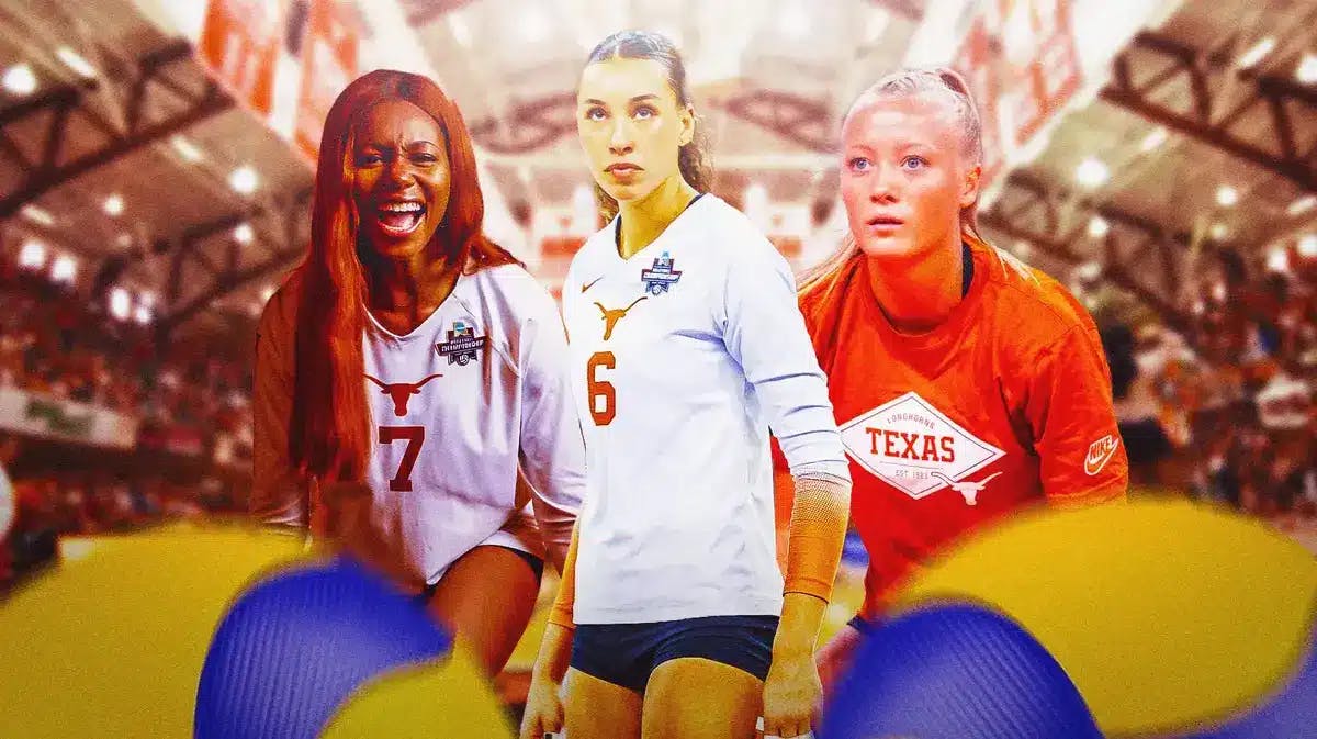 Texas women’s volleyball players Madisen Skinner, Asjia O’Neal and Emma Halter