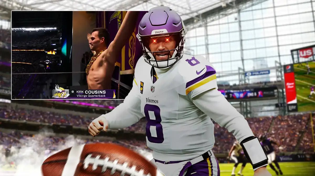 Kirk Cousins (Vikings) looking hyped and with laser eyes