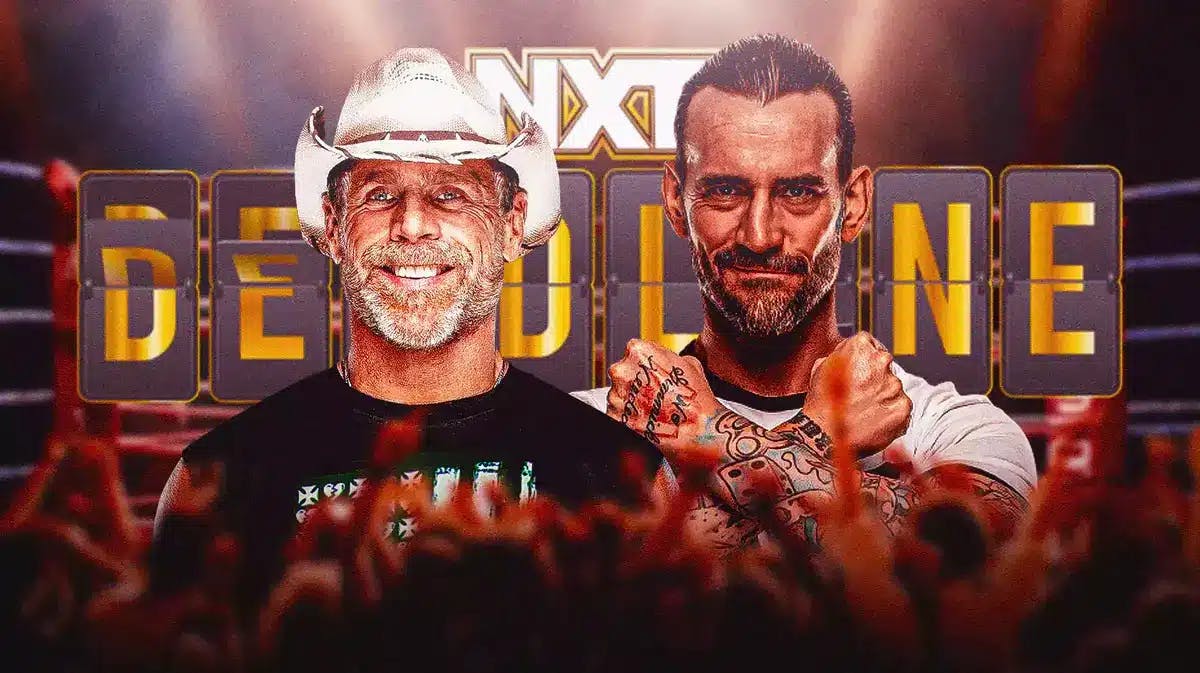 CM Punk and Shawn Michaels with the 2023 NXT Deadline logo as the background.