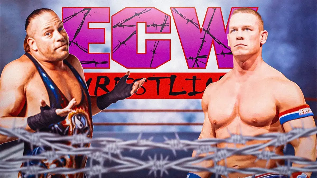 John Cena next to Rob Van Dam with the ECW logo as the background.