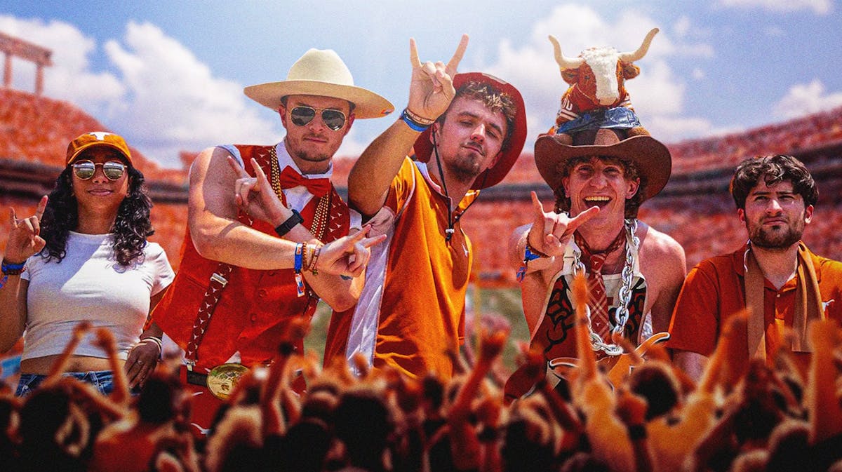 Texas football fans celebrating.