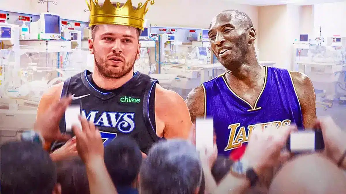Mavs Luka Doncic with Lakers Kobe Bryant and Stephen Curry