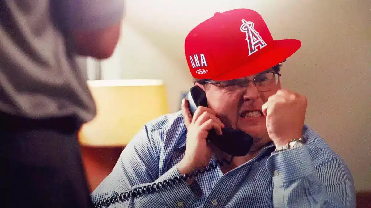 Jonah Hill's Moneyball character with Angels hat