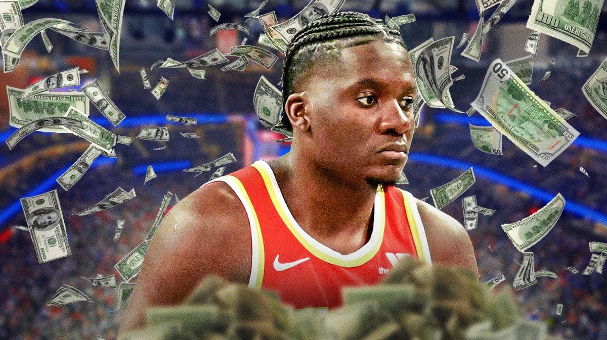 Clint Capela is surrounded by piles of money.