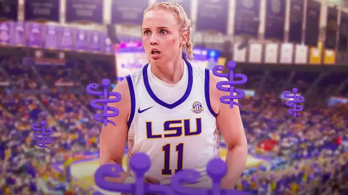 LSU women’s basketball player Hailey Van Lith with the medical symbol emojis