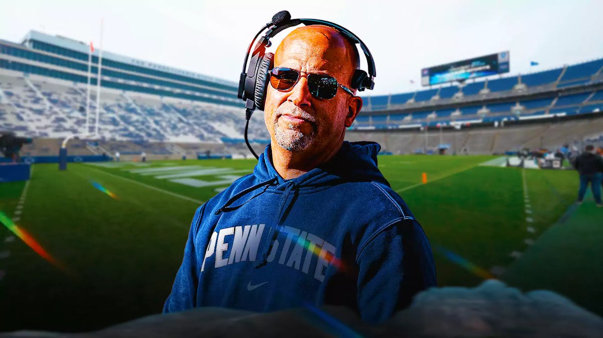 Penn State football, Nittany Lions, James Franklin Penn State, Transfer portal, James Franklin, James Franklin with Penn State football stadium in the background
