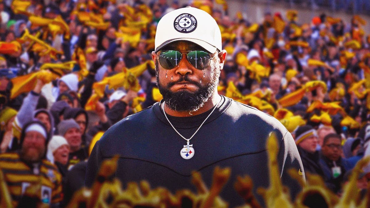 Mike Tomlin with animated tears, with Steelers fans booing in the background