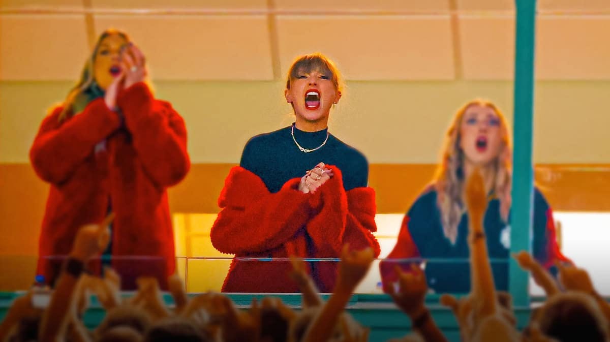Viral clip of Taylor Swift watching Chiefs game from the box and shouting "Come on, Trav!"