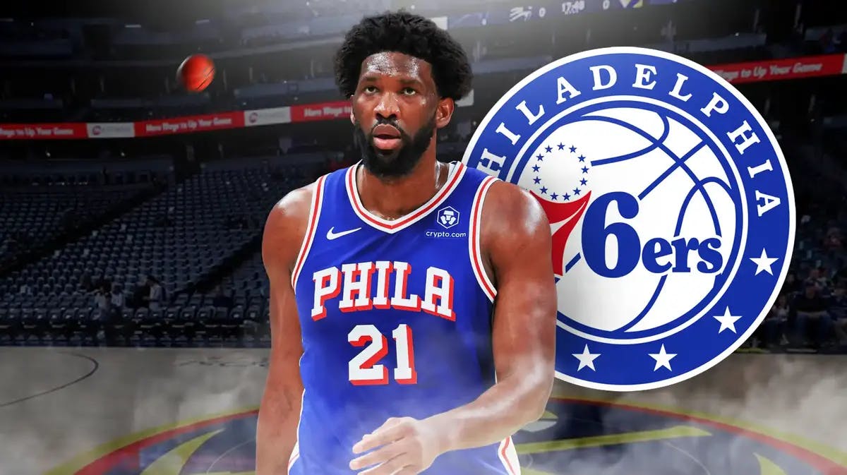 Joel Embiid ponders over his knee injury before the 76ers' game against the Nikola Jokic and the Nuggets