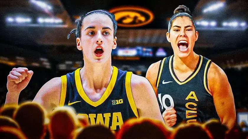 Iowa women’s basketball player Caitlin Clark and WNBA player Kelsey Plum