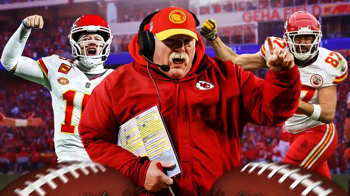 Chiefs Patrick Mahomes, Andy Reid and Travis Kelce all fired up in front of Arrowhead Stadium