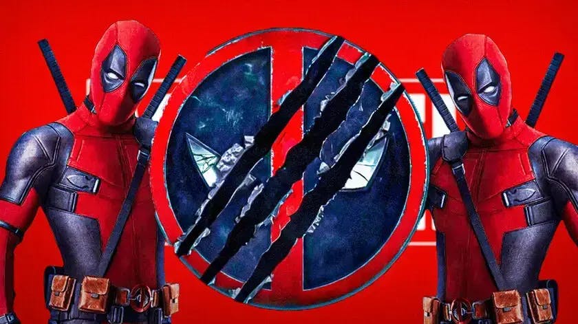 Two Deadpools with the logo for Deadpool 3 in between them.