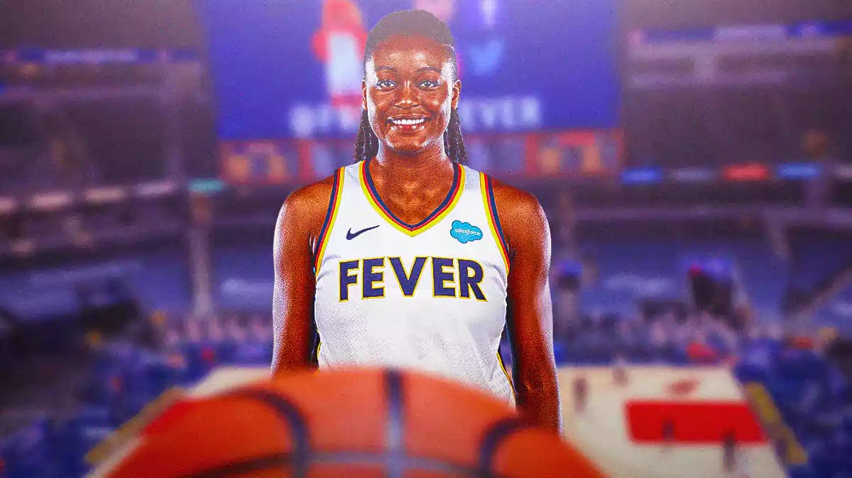 Temi Fagbenle in an Indiana Fever jersey with the Fever arena in the background, WNBA Free Agency