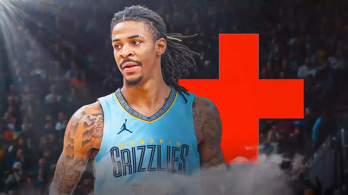 Grizzlies' Ja Morant in the spotlight with red medical symbol after season-ending injury