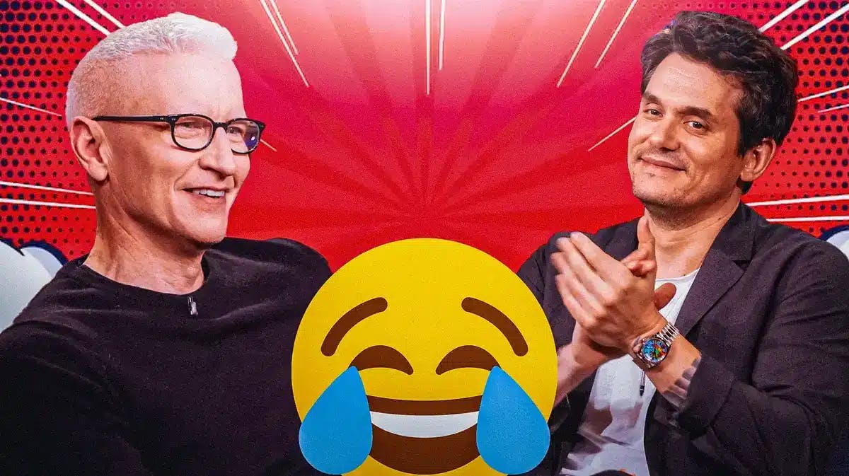 Anderson Cooper and John Mayer with a laugh emoji.