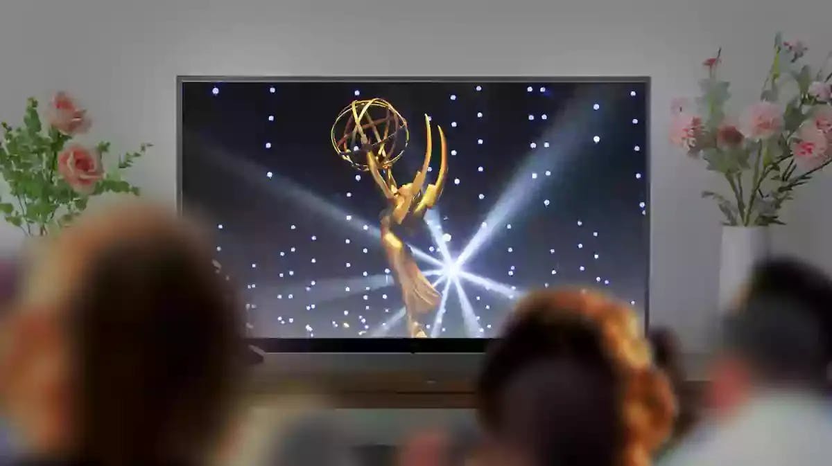The Emmy Awards on a television.
