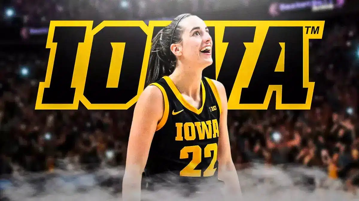 Iowa women’s basketball player Caitlin Clark, looking excited