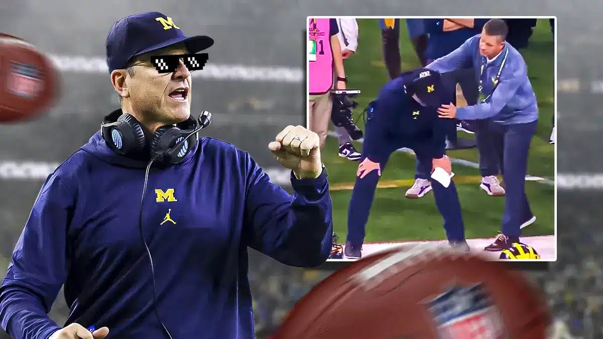 Jim Harbaugh (michigan football head coach) with deal with it shades and John Harbaugh (ravens)
