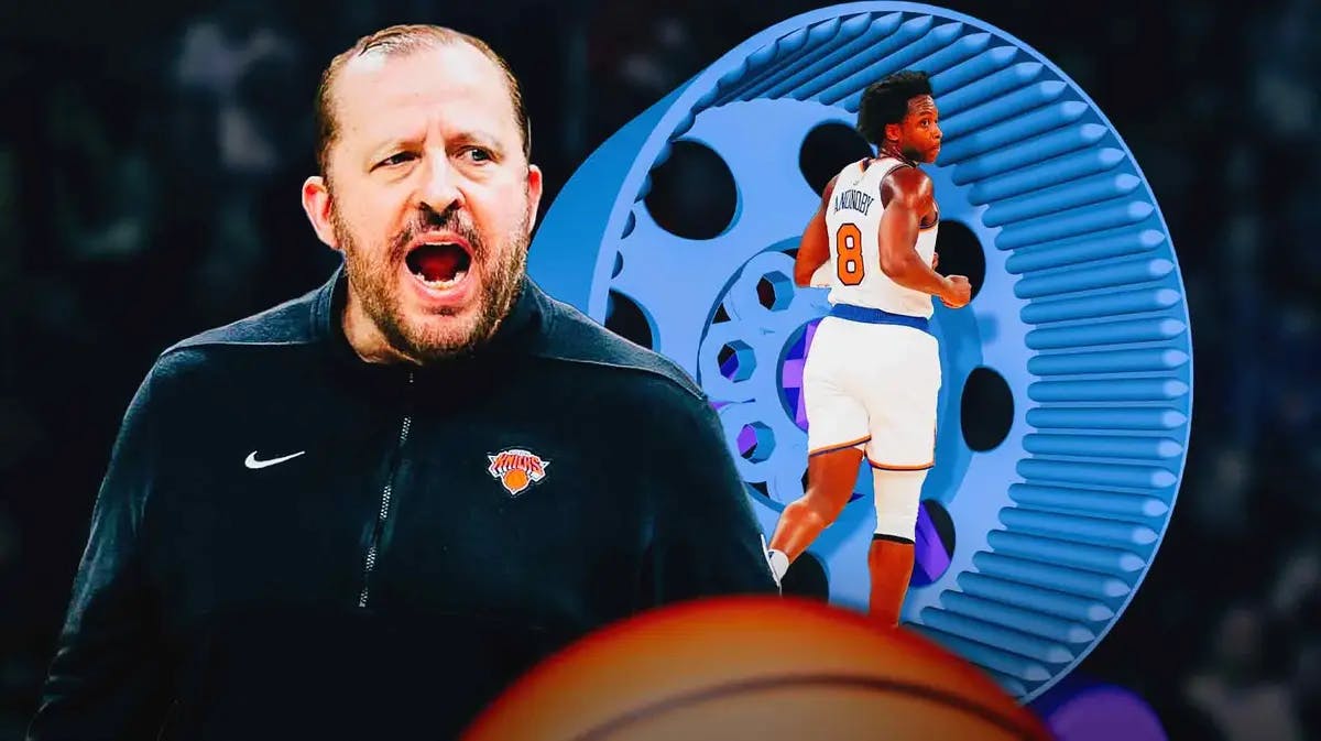 Knicks' Tom Thibodeau hyped up, with OG Anunoby running on a hamster wheel