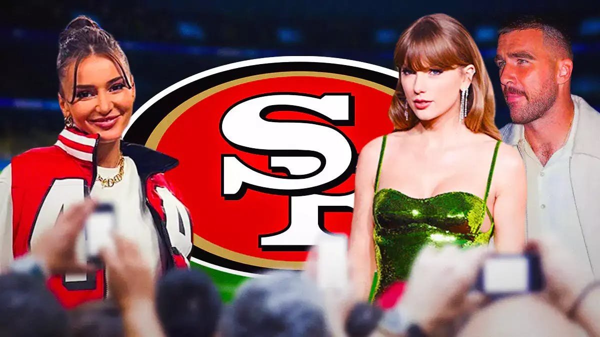 Kristin Juszczyk, wife of 49ers' Kyle Juszczyk, caught fans' attention after her dashing Travis Kelce jacket design for Taylor Swift.