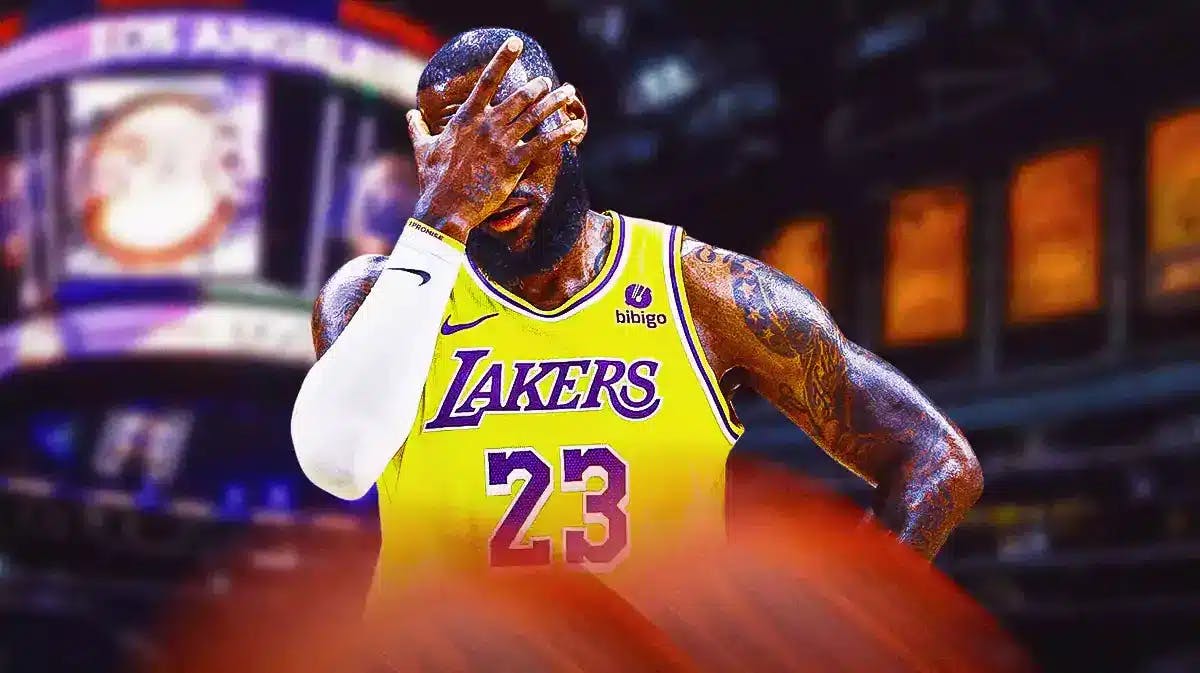 Los Angeles Lakers star LeBron James looking frustrated