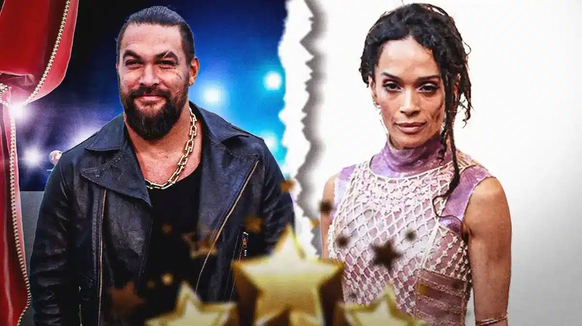 Pic of Jason Momoa and Lisa Bonet, with the pic torn in half between them
