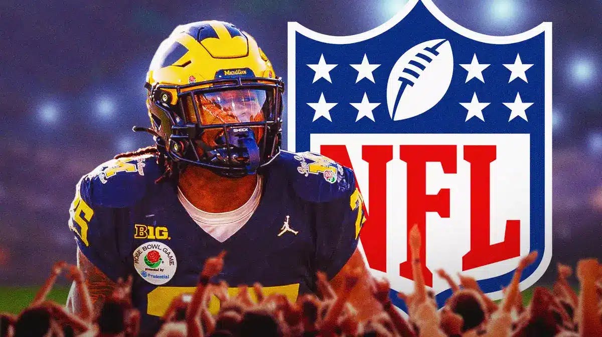 Michigan football's Junior Colson next to the NFL logo