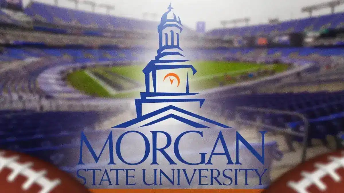 Morgan State University logo with Baltimore Ravens' M&T Bank Stadium as image background.