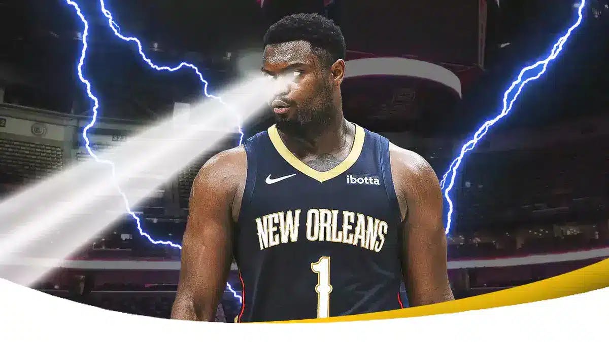 Pelicans Zion Williamson with lasers coming out of his eyes