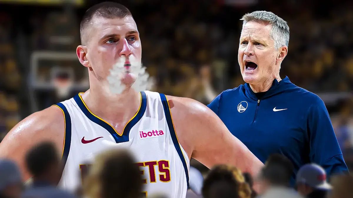 Warriors and Stephen Curry coach Steve Kerr with Nuggets Nikola Jokic