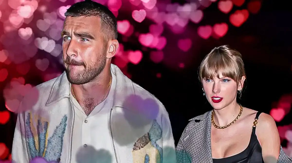 Taylor Swift Travis Kelce with hearts