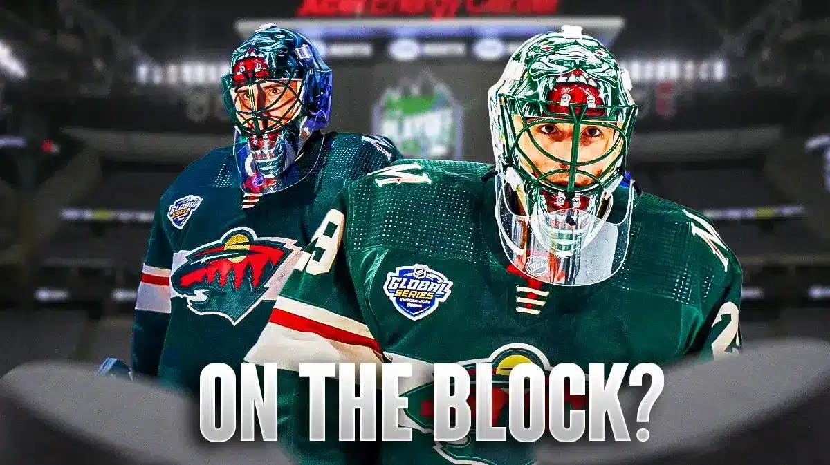 Marc-Andre Fleury with a caption that says "On the block" (Minnesota Wild)