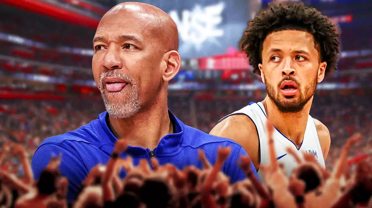 Pistons head coach Monty Williams on the left, Cade Cunningham on the right.