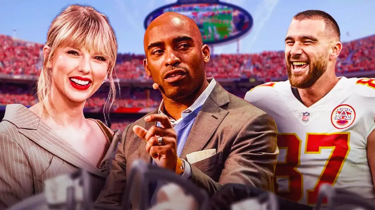 Tiki Barber and Taylor Swift with Chiefs Travis Kelce after win over Bills