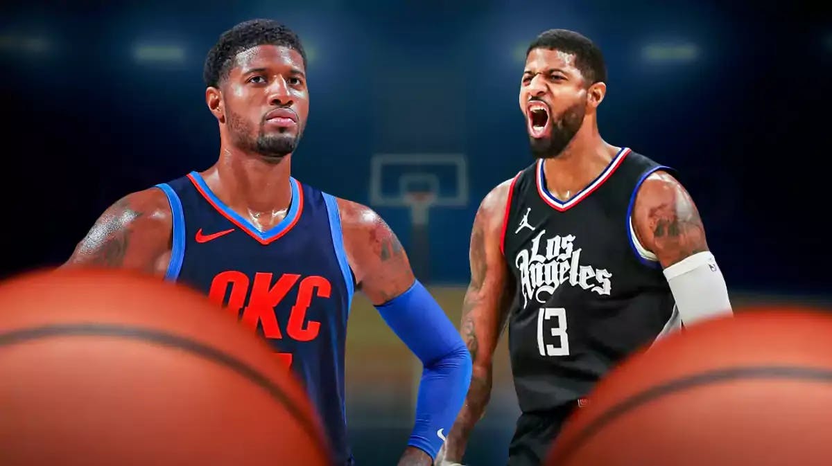 Paul George with the Thunder and Clippers before and after the trade for Shai Gilgeous-Alexander.