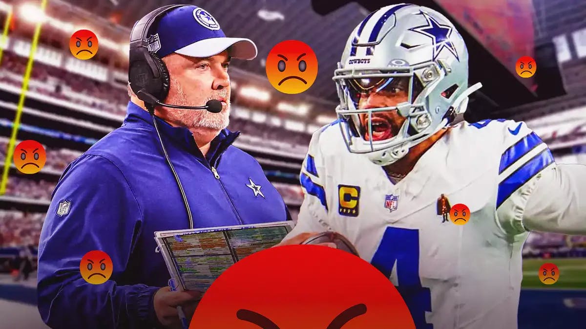 Mike McCarthy and Dak Prescott with angry emojis