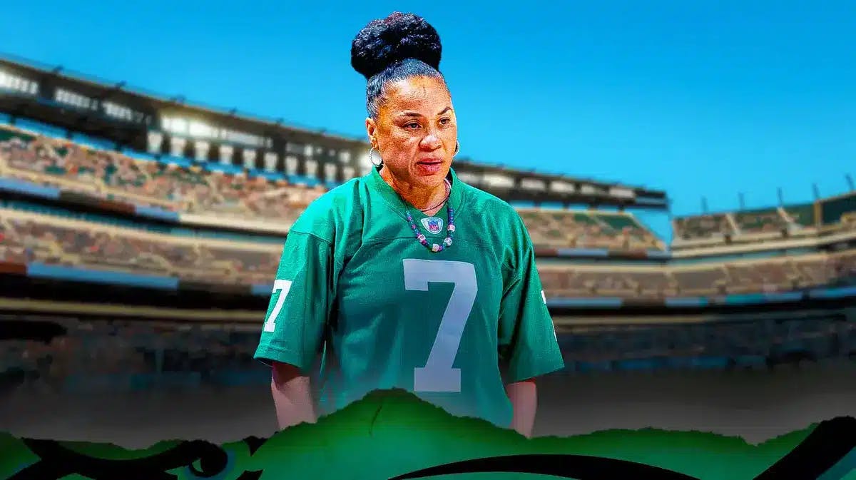 Dawn Staley with Philadelphia Eagles jersey